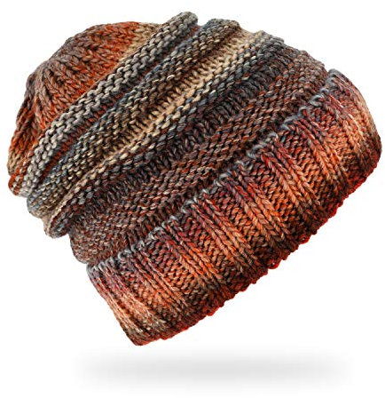 fiebig Beanie | Strick Mütze in toller Farbkombination | Sehr angenehmes Material mit Wolle | Made in Italy (Zimt)