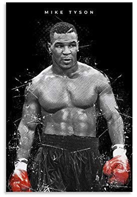 LKJHLK Mike Tyson Poster, Vintage-Box-Tapete, 4 Wanddekoration, Leinwand-Kunstdruck, für Büro, Schlafzimmer, Zuhause, Wohnheim – Geschenk für Jungen und Herren, 60 x 90 cm