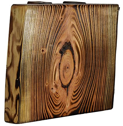 Blockholz-Schmiede LED Wandleuchte Geflammt Innen - Rustikale Holz Wandlampe für Flur, Treppenhaus, Schlafzimmer - Inklusive Leuchtmittel