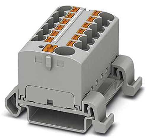 PHOENIX CONTACT PTFIX 10/12X4-NS35A GY Verteilerblock, 800 V, 32 A, Anzahl der Anschlüsse 13, Querschnitt 0,2 mm² - 6 mm², AWG 24 - 10, Breite 46,3 mm, Grau, 8 Stück