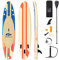 COSTWAY Stand Up Paddling Board, SUP Board aufblasbar, Paddelboard mit Sicherheitsleine, Paddel, Pumpe, Center Finne, Rucksack und Reparaturset (Gelb + Orange, 335 x 76 x 15cm)
