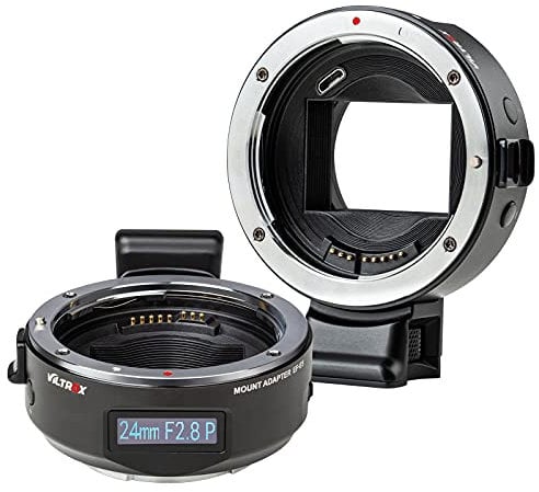 VILTROX EF-E5 - Adaptador de Objetivo para Sony E-Mount OLED Display Autofokus-Objektivhalterungsring Compatible con Canon EOS EF EF-S Lente a Sony E Mount Cámara a7II, A7 A6500 a6300