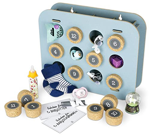 SURPRISA Geschenk-Kalender - Kreative Geschenkverpackung für Mann, Freund, Papa - 12 individuelle Geschenke - Blau