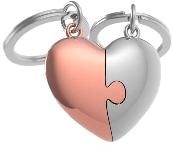 METALMORPHOSE - Porte-clés Cœur puzzle à partager argenté et rose gold - MTM304-01