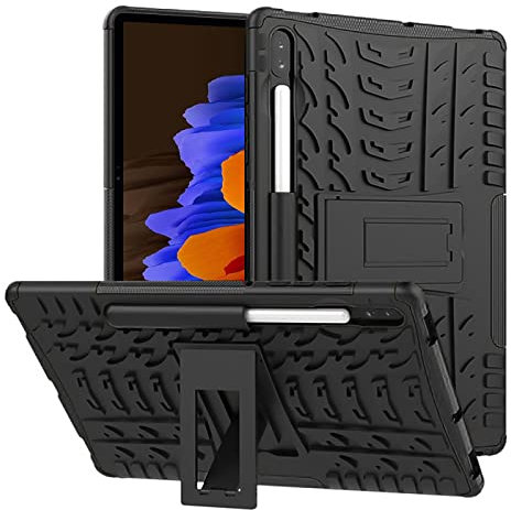 Verco Hülle für Samsung Galaxy Tab S7+ 12.4 Zoll, für Samsung Tab S7 FE (5G) Outdoor Schutzhülle Armor Tablet Case Massiv Cover, Schwarz