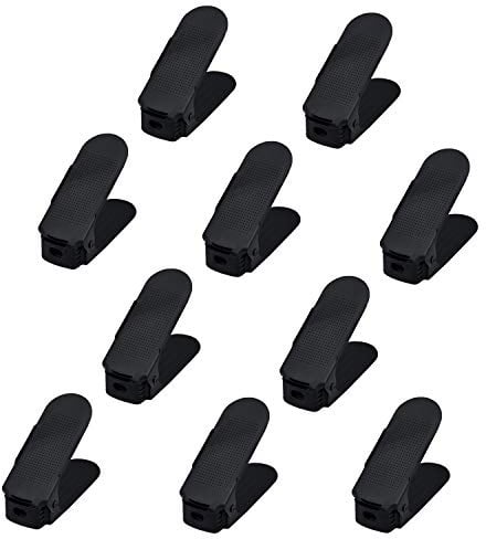 VA-Cerulean 10 Stück Einstellbare Schuhregale,PP Doppelschicht Schuhe Organizer,rutschfest Schuhstapler,3 Höhenverstellbar,Platzsparend(Schwarz, 10 Stück)
