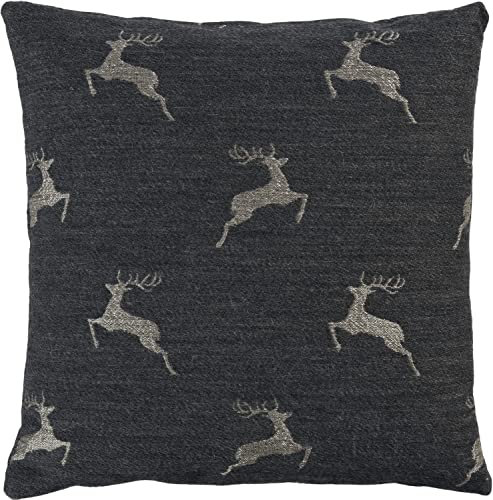 Sander Weihnachten Galibier Kissenhülle 40 x 40cm Artikel 89186 Fb.34 mit 5% Wolle und 3% Alpaka Hirsche anthrazit schwarz silber Glitzer glitzernd flauschig 30° waschbar