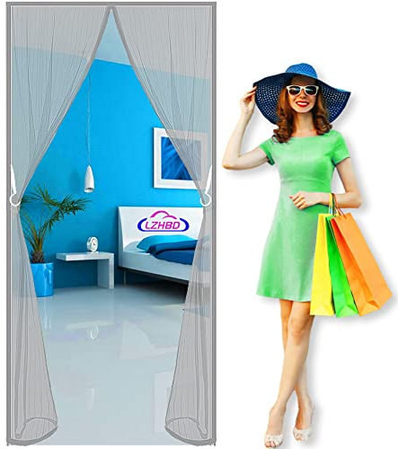 Mosquitera Puerta Magnetica - 80x200 cm - Cortina Mosquitera Puerta Exterior - Mosquitera Puerta Corredera Cierre Magnético Automático - Gris