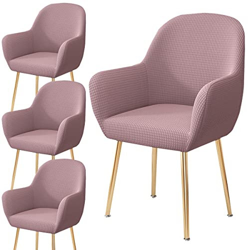 XGANGM Samt Esszimmerstuhlbezug 2/6/4er Set mit Armlehne, Büro Stuhlbezug Rückenlehne Stuhlschonbezug Sessel Stretch Stuhl Hussen Armlehnstuhl Stuhlabdeckung Stuhlbezüge,I,4PCS