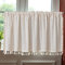 Michorinee Boho Scheibengardine Bistrogardinen mit Schlaufen Kurzstore Leinenoptik Beige Küchengardine Kurze Landhausstil Vorhang mit Quaste für Küche Wohnzimmer B 150 × H 60 cm