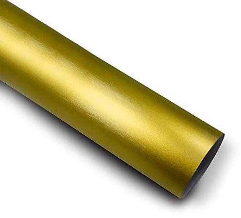 10,66€/m² Matt Chrom Metallic Gebürstet Auto Folie Blasenfrei mit Luftkanäle Car Wrapping (Gold, 1m x 152cm)
