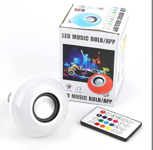 Jerliflyer LED Bulbs, Bluetooth Music Bulbs Rgbw Led Rgb Bulbs Color Changing Smart Bulbs Music Sync with Remote Control Integrated Bluetooth Speaker with 24 Buttons