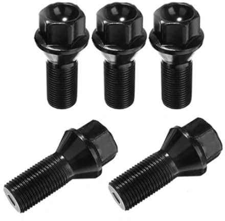 36136781151 36136774896 5PCS M14 x 1.25 Black Wheel Locking Lug Bolt Nut Steel Compatible for BMW X3 X5 E70 E71 F20 F25 X5 X6