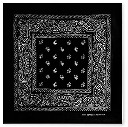 JOPHY & CO. Bandanas aus 100% Baumwolle für Damen Herren Kinder Unisex mit Paisley Muster Kopftuch Kopfbedeckung Schal für Haar/Hals/Handgelenk/Kopf COD.644 (Schwarz Paisley)