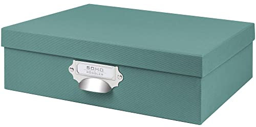 Rössler SOHO Aufbewahrungsbox mit Deckel A4 | Aufbewahrungsbox aus Papier | Bad Organizer | Organizer Küche | Organizer Schminke | Boxen Aufbewahrung | 34 x 26 x 10 cm | 1 Stück | Farbe: Grün | Opal