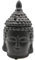 Dekohelden24 Duftlampe als Buddhakopf in schwarz/Aromalampe/Duftlicht/Duftstövchen, aus Keramik, Größe: H/B ca. 20 x 11 cm