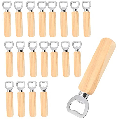 Ouvre-Bouteilles 20 Pièces Décapsuleurs avec Poignée en bois Personnalisés Ouvre Bouteille de Bière pour la Maison Cuisine Bar Cadeau Anniversaire Homme