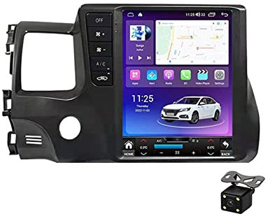 Plusfish Radio Coche 9.7 Pulgadas Pantalla Táctil, Autoradio 2 DIN GPS para Honda Civic 8 2004~2009 Soporte Carplay/Androide Auto/Mandos del Volante/USB/DSP/FM Estéreo Radio,Ts7