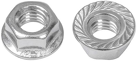 SCREW REBEL Edelstahl A2 Sechskantmuttern M16-10 Stück mit Flansch und Sperrverzahnung DIN 6923, SW24, Flanschmutter für Solar und PV