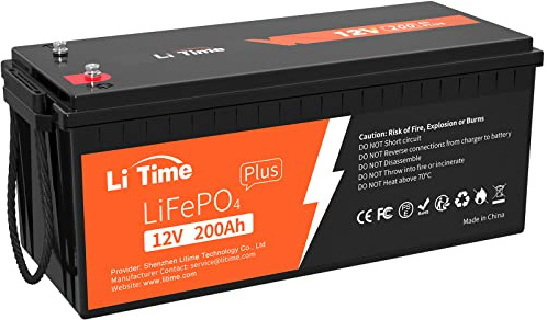 LiTime Lithium Batterie 12V 200Ah Plus LiFePO4 für Boot und Wohnmobil | 200A BMS, 4000+ Tiefzyklen, Schutzklasse IP65, Max. 4P4S, 2560Wh, für Camping, Boot, Off-Grid