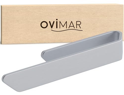 ovimar Ebelo Porte-serviettes argenté en aluminium brossé | à coller | 20 cm | Design moderne et simple | Barre porte-serviettes sans perçage | pour torchon ou serviette dans la salle de bain ou la