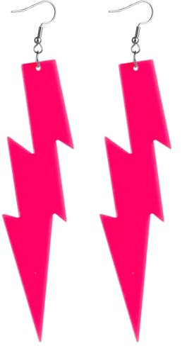 Neon Ohrringe Damen Acryl Beleuchtete Tropfenohrringe Bunte 80er Jahre Ohrhänger Halloween Vintage Ohrringe Schmuck 80er 90er Kostüm Party Zubehör Mädchen Earrings (Leuchtend Rosa)