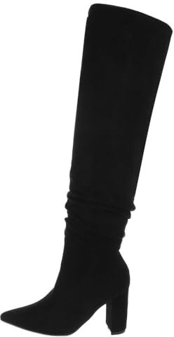 Ital Design Damenschuhe Stiefel High-Heel Stiefel, MVP336-, Textil, Schwarz, Gr. 38