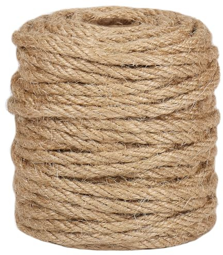 Vivifying Cuerda de yute de 5 mm, cordel de yute natural fuerte de 98 pies para manualidades, poste rascador de gatos, plantas de jardín, agrupar y colgar (marrón)