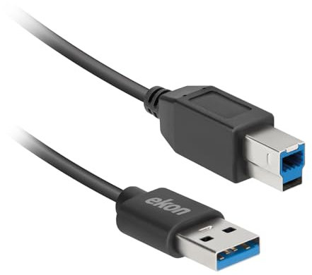 Ekon cavo USB-A - USB-B, 3.0, maschio maschio, ideale per stampanti, videocamera, monitor, 2 metri