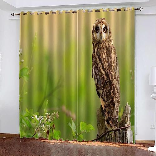 Blickdicht Gardinen Mit Ösen Tierische Eule Lichtundurchlässig Verdunkelungsvorhänge Für Wohnzimmer, Schlafzimmer Und Kinderzimmer Moderner Digitald