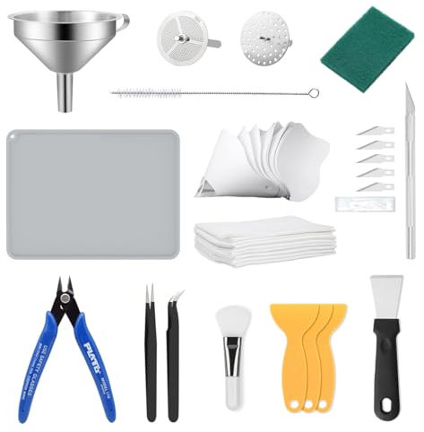 Mintion Kit d'outils pour Imprimante 3D Résine, Accessoires pour Imprimante 3D LCD, Ensemble d'entonnoirs en Acier Inoxydable, un Outil de Nettoyage, un Tampon en Silicone, etc pour l'impression 3D