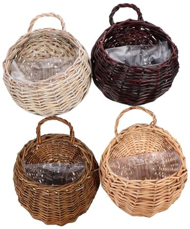 BESPORTBLE Juego De 4 Cestas Tejidas Hechas A Mano Macetas Decorativas para Colgar En La Pared Cestas Tejidas para Colgar