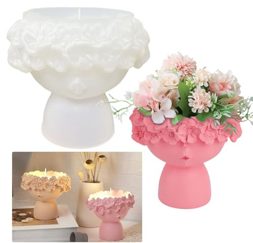 Silikonform Blumenmädchen Blumentopf Gießform Mädchen Blumentopf Silikonformen Mädchen Silikon Gießform Blumenmädchen Beton Gießform 3D Vase Silikonform Blumentopf Gipsform für DIY Handwerk