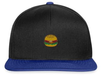Spreadshirt Burger Bestickt Snapback Cap, One Size, Schwarz/Königsblau
