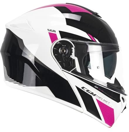 CGM Casco modular, 568S BER SPORT Nero Fucsia fluo, XL (61-62cm)