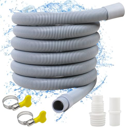 Rseuphiee 3 Meter Waschmaschinenschlauch, Ablaufschlauch Verlängerung,Ablaufschlauch Schlauch Universal, Set inkl Schlauchverbinder und Schlauchschellen, für Waschmaschine Geschirrspüler