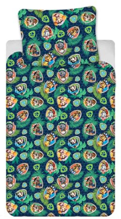Baby-Bettwäsche Paw Patrol mit Ruben, Chase, Marcus und Zuma, 100 % Baumwolle, Bettbezug 100 x 135 cm + Kissenbezug 40 x 60 cm