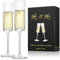 AstraLoom Mr & Mrs Champagne Flutes Set of 2-210ml Printed Wedding Glasses with Gift Box, Personalized Coupe Cups for Prosecco, Anniversary, Engagement Gift