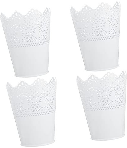 IWOWHERO Lace Design Iron Makeup Bucket 4pcs Set Storage Container Home Decor Toiletry Holder Classic Style Ornament