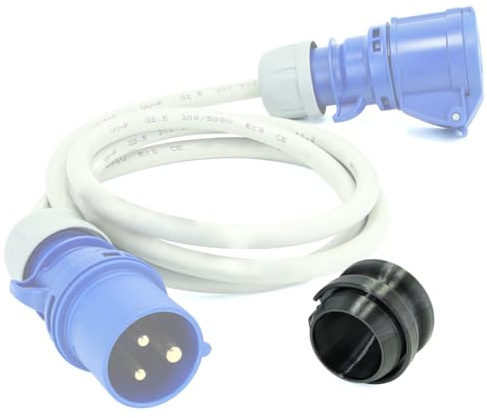 Abdeckung für Dose Starkstrom, schnelle sichere Handhabung, Drehstrom Stecker Schutz, Werkstatt Schutz Spritzwasser Spänen Schmutz Staub (1, Schwarz, Stecker Caravan 3-Pol 16A)