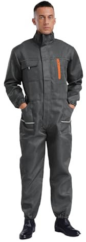 ranrann Erwachsene Arbeitsoverall Herren Damen Einteiler Arbeitskleidung Baumwolle Overall Jumpsuit mit Stehkragen Uniform Grau 190/4XL