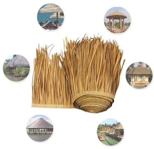 ZIUSFAC Toit De Paille Artificielle Paille en Plastique Rouleaux De Chaume 1m Toit en Chaume Synthétique Rouleau De Paille 10m Paille Panneau DéCoration De Toit Bar Palmier Fausse(0.5x1m/1.6x3.2ft)