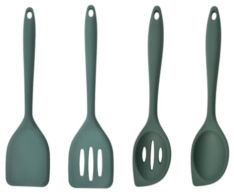 4 Stück Silikon-Küchenutensilien-Set,Kochlöffel Silikon Rührlöffel,Antihaft-BPA-frei,Hochhitzebeständige Kochutensilien zum Braten,28cm Langen Griff Antihaft Silikon Kochlöffel Set,für Kochen,Backen