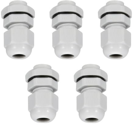 MACHSWON 5Pcs M12 Cable Gland – Durable Threaded Wire Connector with Locknut for 2-5mm Dia Cable Wire, White