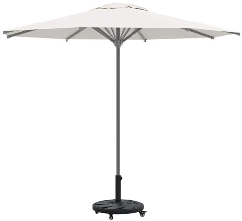 vidaXL Pied de Parasol 15.35 kg Noir Fer Circulaire | Livrée avec des roues pour un déplacement facile, Fabriquée en acier durable pour un soutien à long terme,
