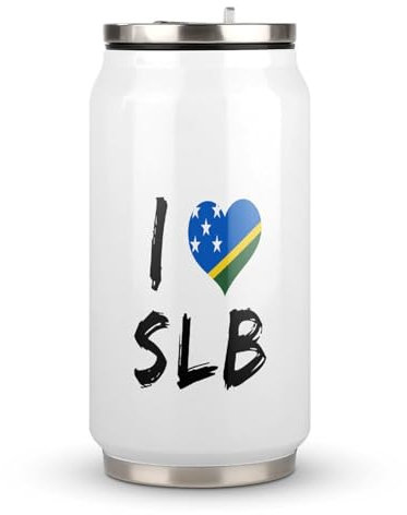 Taza de café con diseño de bandera nacional de las Islas Salomón, de acero inoxidable, con tapa y popote, vaso de viaje para bebidas frías y calientes, 300 ml