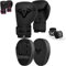 Islero Boxing Gloves And Pads Set Focus Pads Mitts Hook And Jab Hand Target Strike Shield Training Sparring MMA Martial Arts Muay Thai Kickboxing Karate Men Women (Black, 14 OZ)