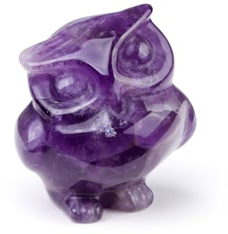 JSDDE Eule Figur Deko, Edelsteine Kristall Eule, Heilsteine Dekoration für Zuhause, Büro, Zimmer, Garten (Amethyst)