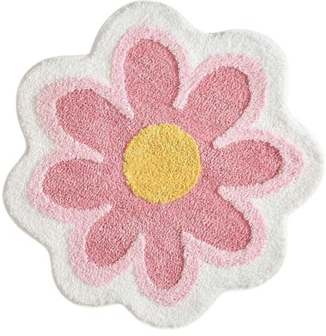 YGCHEN Blumen Badematte 60 x 60 cm Rutschfeste Matte Gänseblümchen Weiche Antirutsch Teppich Badezimmermatte Türmatte Duschvorleger Teppichboden für Badezimmer, Küche, Toilette, Kinderzimmer, Haustier