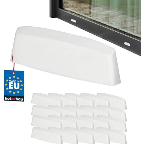 KOTARBAU® 20er Set Wasserschlitzkappen - Fensterabflusslochkappen - 45 mm - ASA-Kunststoff - Weiß - Fensterentwässerung - Entwässerung - Fenster PVC - Schutz - Abdeckung